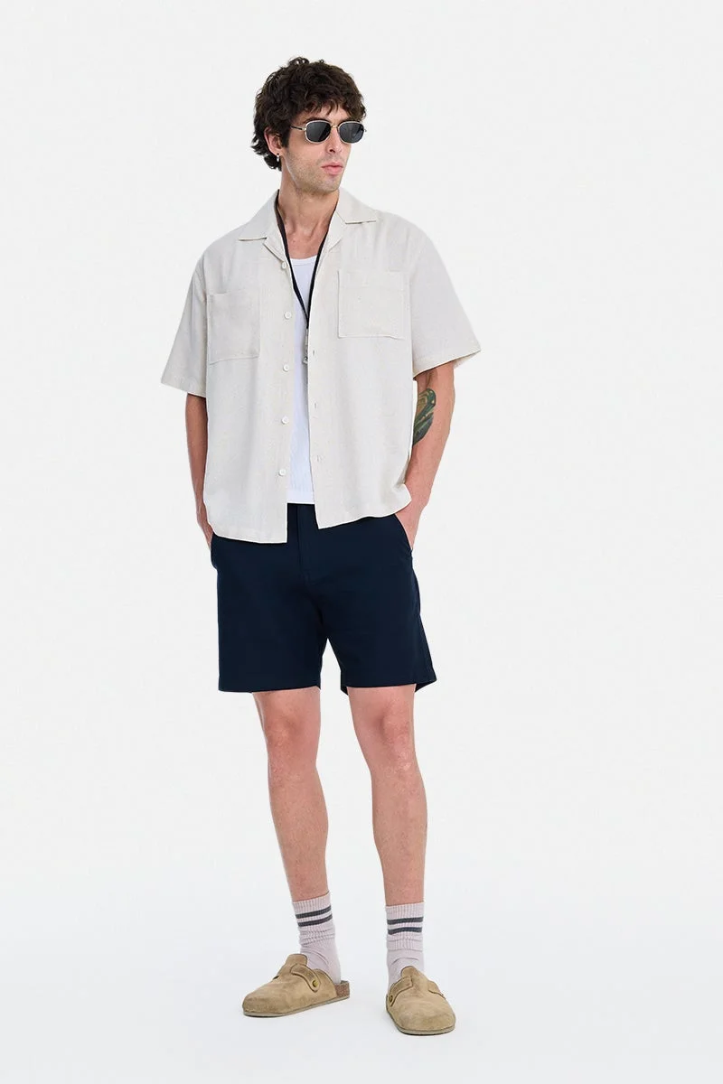 Snitch Off-White Off-White Textured Half Sleeve Boxy Vacation Shirt for Men | Best Price UAE