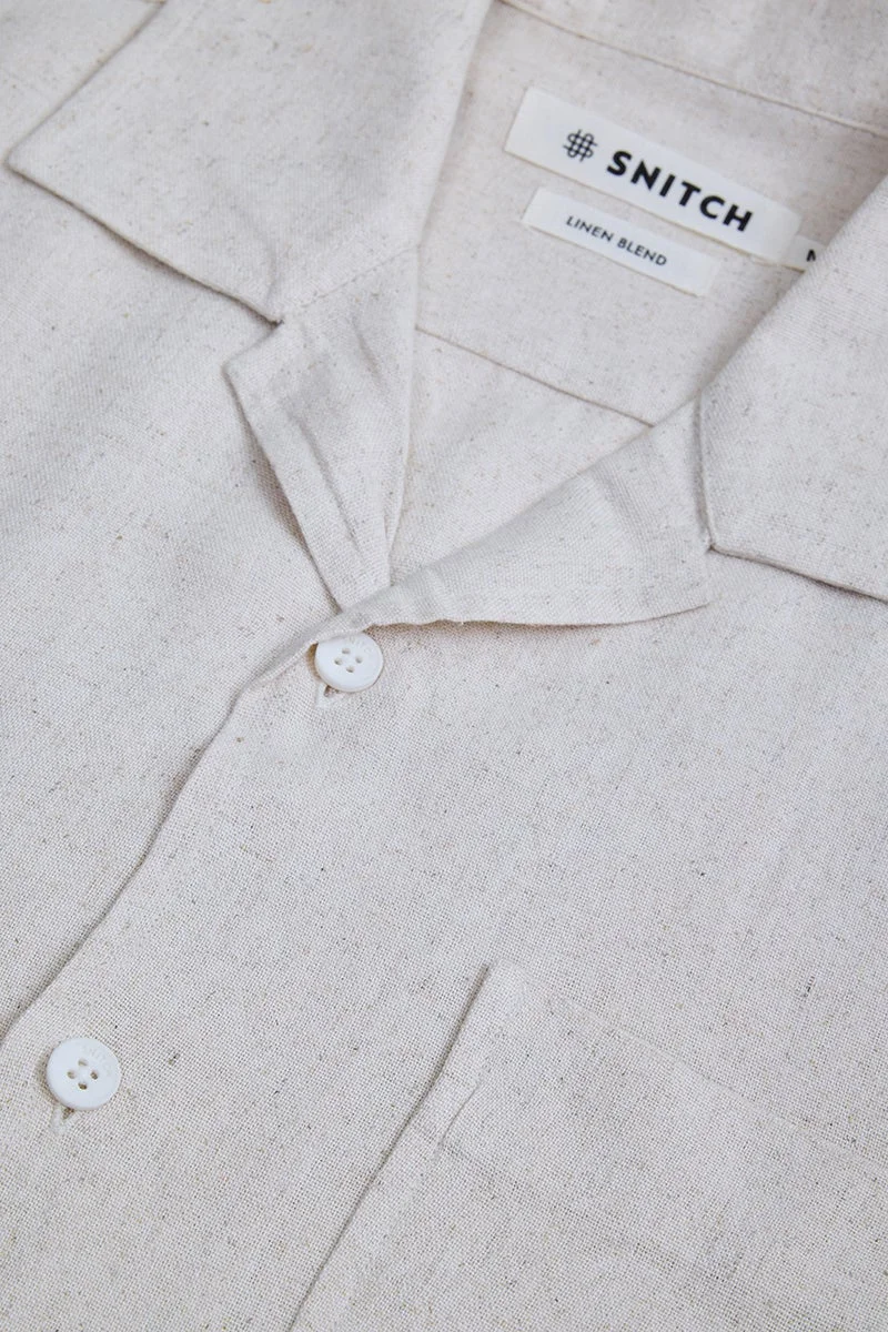 Snitch Off-White Off-White Textured Half Sleeve Boxy Vacation Shirt for Men | Best Price UAE