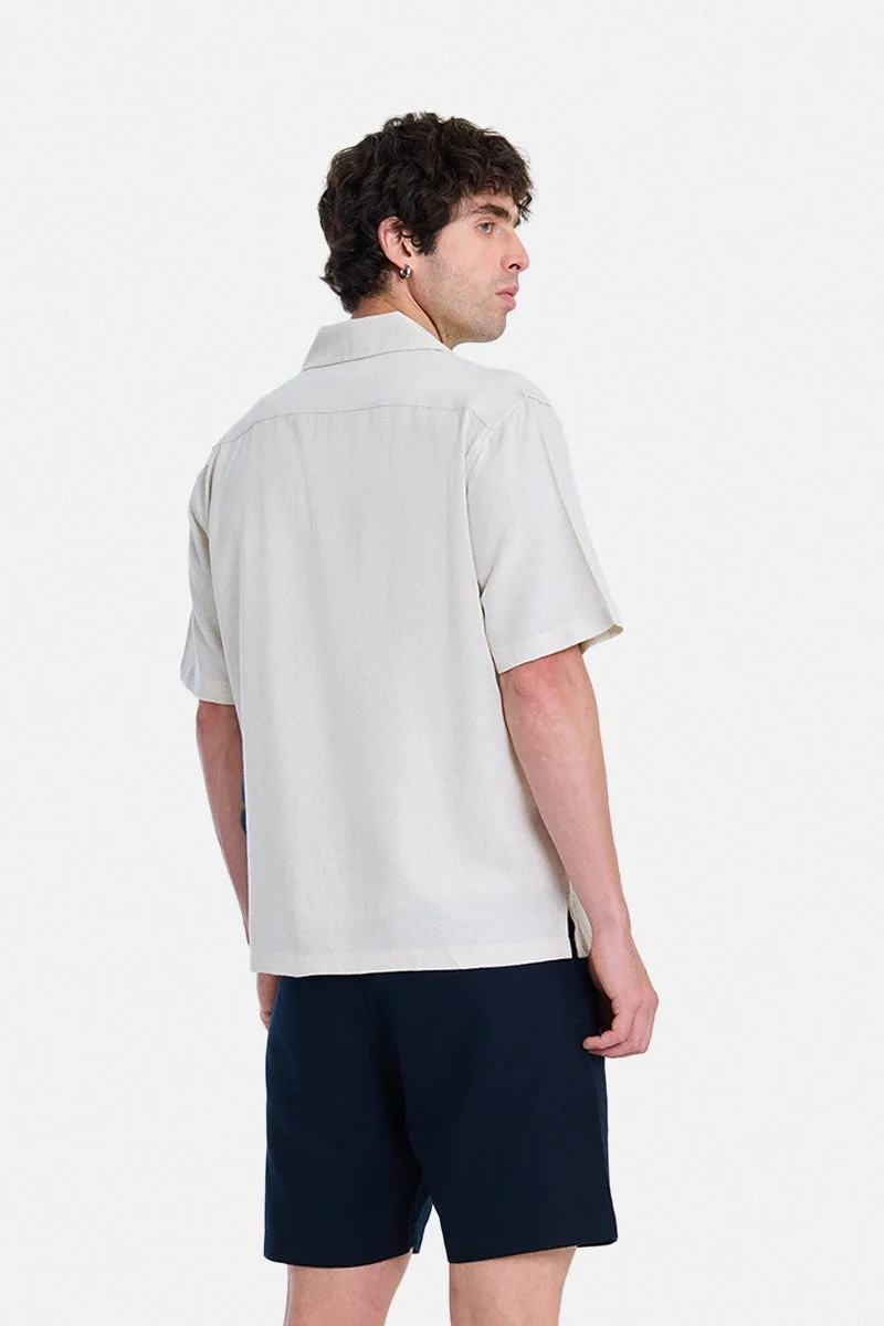 Snitch Off-White Off-White Textured Half Sleeve Boxy Vacation Shirt for Men | Best Price UAE