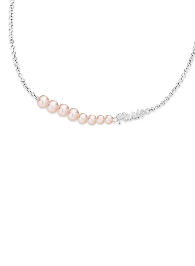 سانت هونور Perle Rhodium, Large To Small Pink FreWater Pearls Necklace - 400+50mm