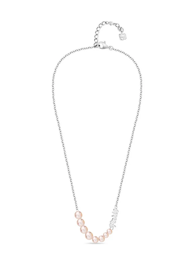 سانت هونور Perle Rhodium, Large To Small Pink FreWater Pearls Necklace - 400+50mm