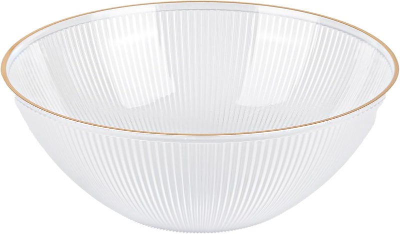 PLASTICPRO 24 Piece Bowls Clear With Gold Rim Plastic Soup Bowls Disposable Plastic Fancy Heavy Duty Party Dishes 24 Bowls Clear with Gold Rim - Image 3