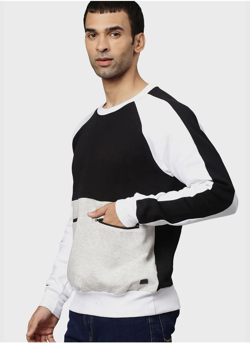 Campus Sutra Color block Sweatshirt