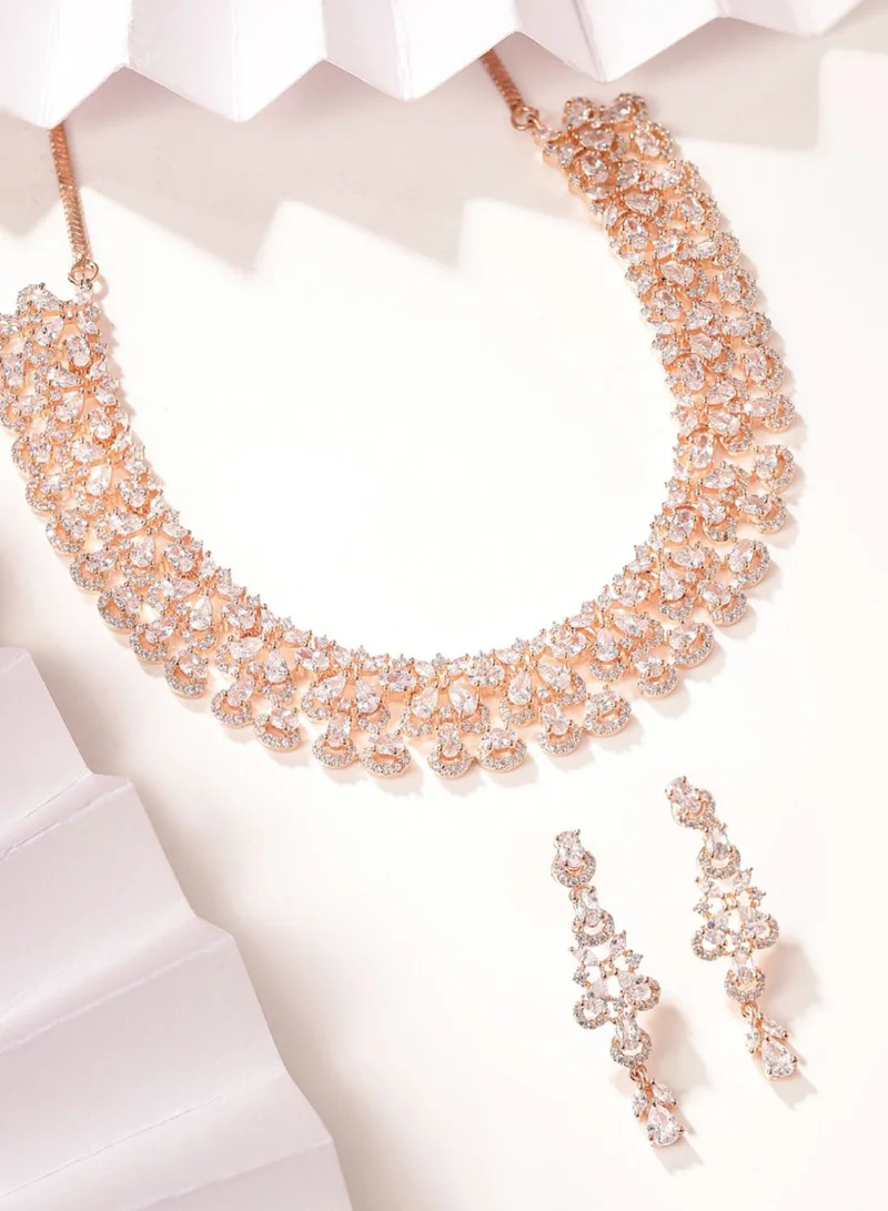 برياسي Plated American Diamond Studded Jewellery Set