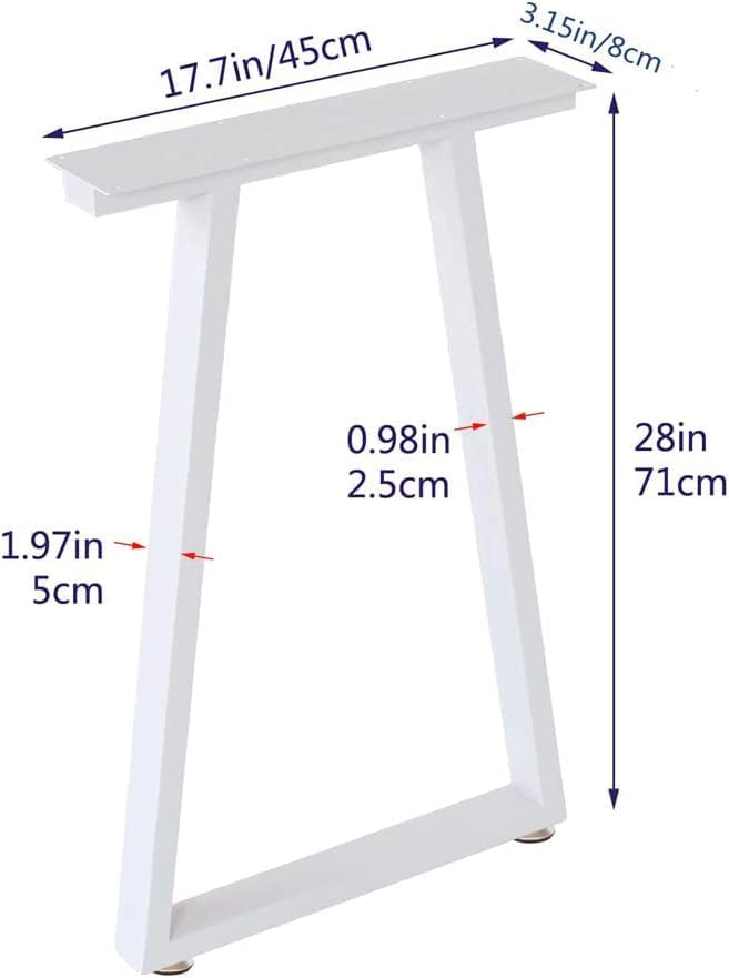DECORILA Metal Table Legs 28Height 177Wide Heavy Duty Desk Legs DIY Furniture Legs for Dining TableCoffee TableOffice Desk TRAPEZOIDAL Shape White only Legs - Image 2