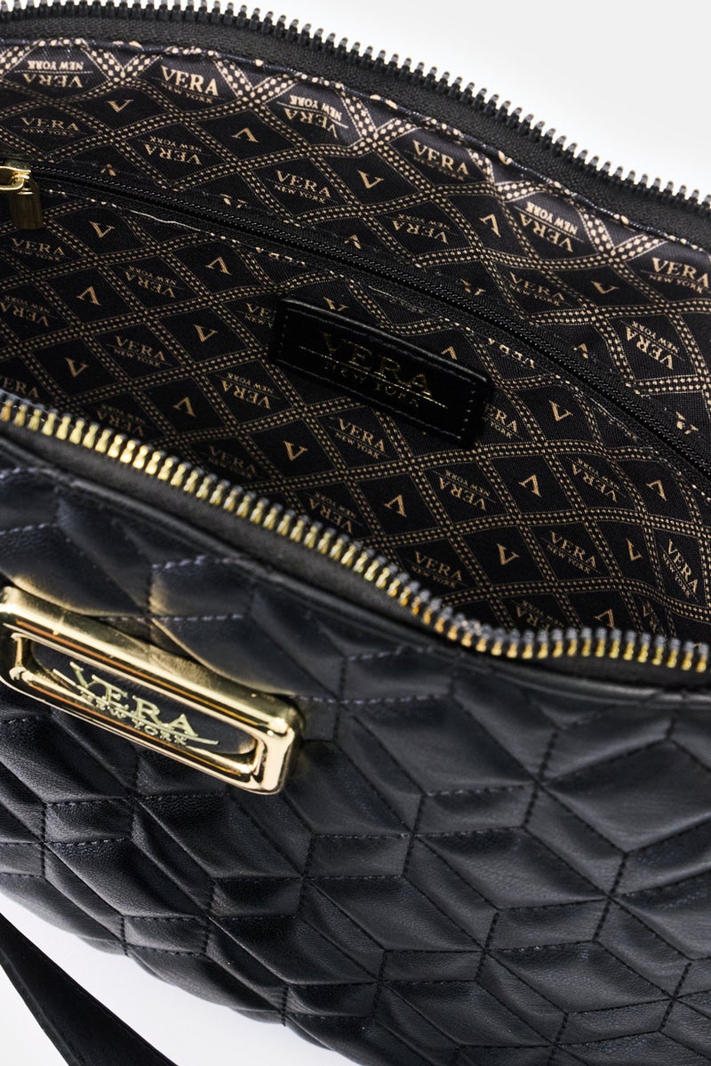 Vera Women Brand Logo Shoulder Bag, Black - Image 4