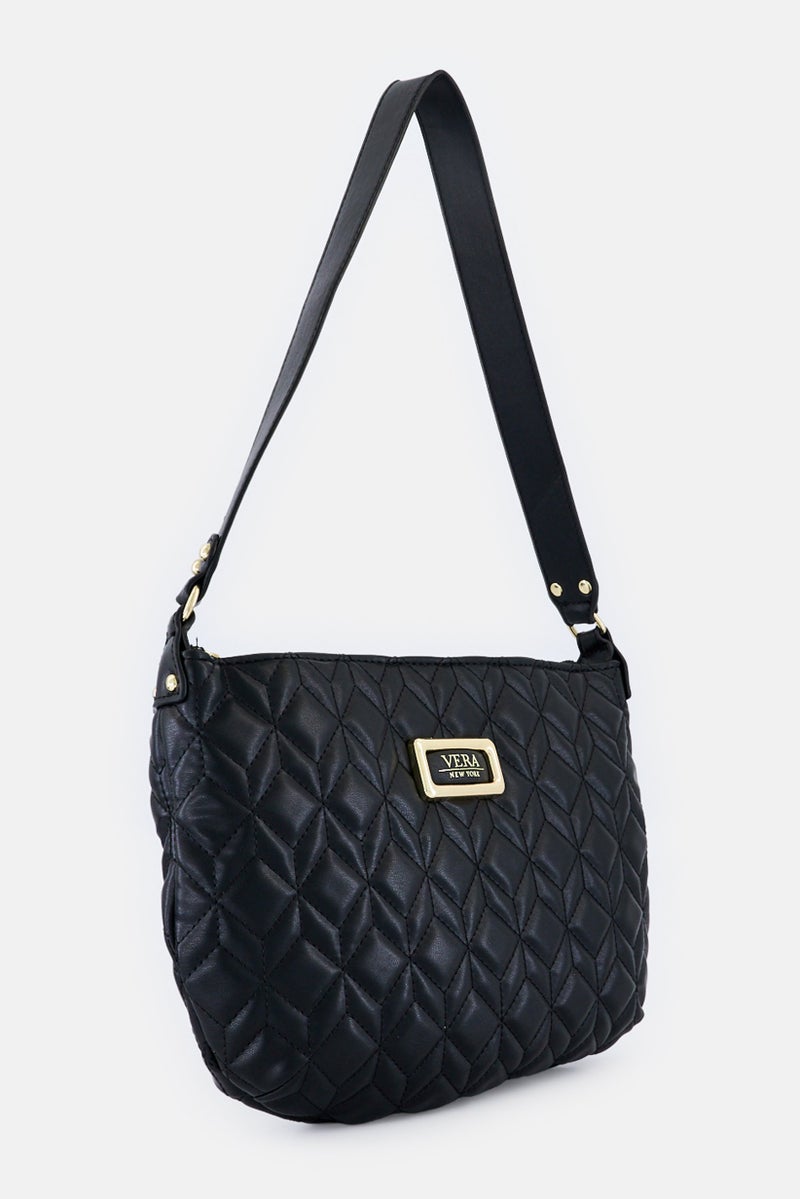 Vera Women Brand Logo Shoulder Bag, Black - Image 2