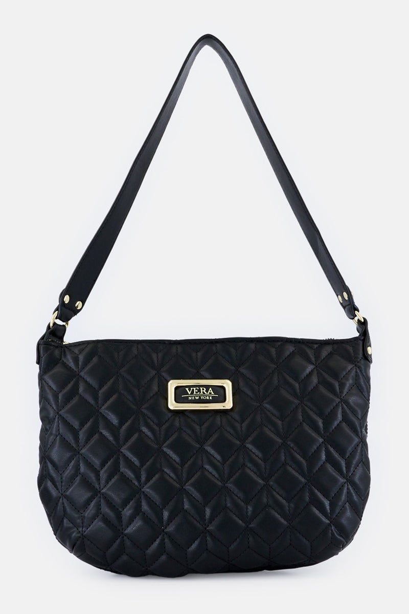 Vera Women Brand Logo Shoulder Bag, Black - Image 1