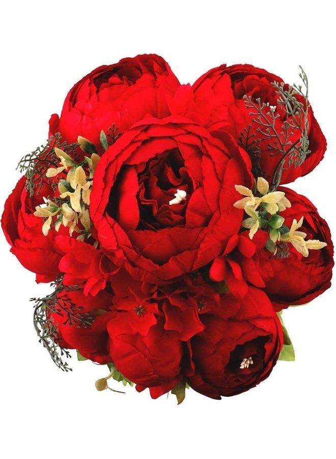 NIBEMINENT Artificial Peony Bouquet Silk Big Peonies Flower with Bud Multicolour - Image 1
