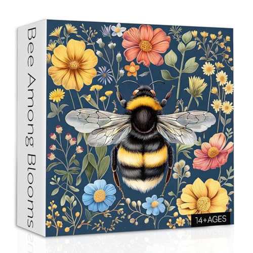 PPuzzling Vintage Bee Puzzles for Adults 1000 Pieces Retro Flower Garden Jigsaw Puzzles Nature Wildflower Animal Puzzle as Home Decor - Image 1