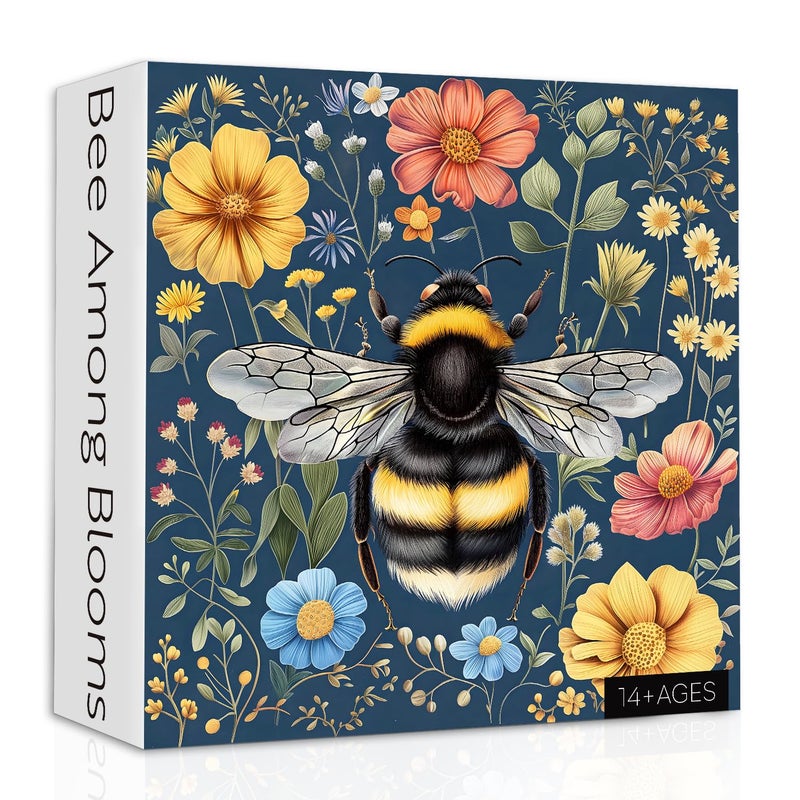 PPuzzling Vintage Bee Puzzles for Adults 1000 Pieces Retro Flower Garden Jigsaw Puzzles Nature Wildflower Animal Puzzle as Home Decor - Image 3