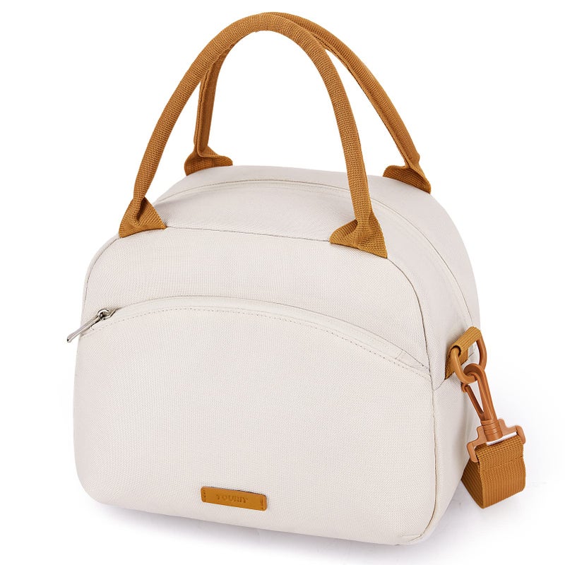 TOURIT Womens Insulated Lunch Bag Thermal Reusable Tote for Work Picnic, Beige - Image 1