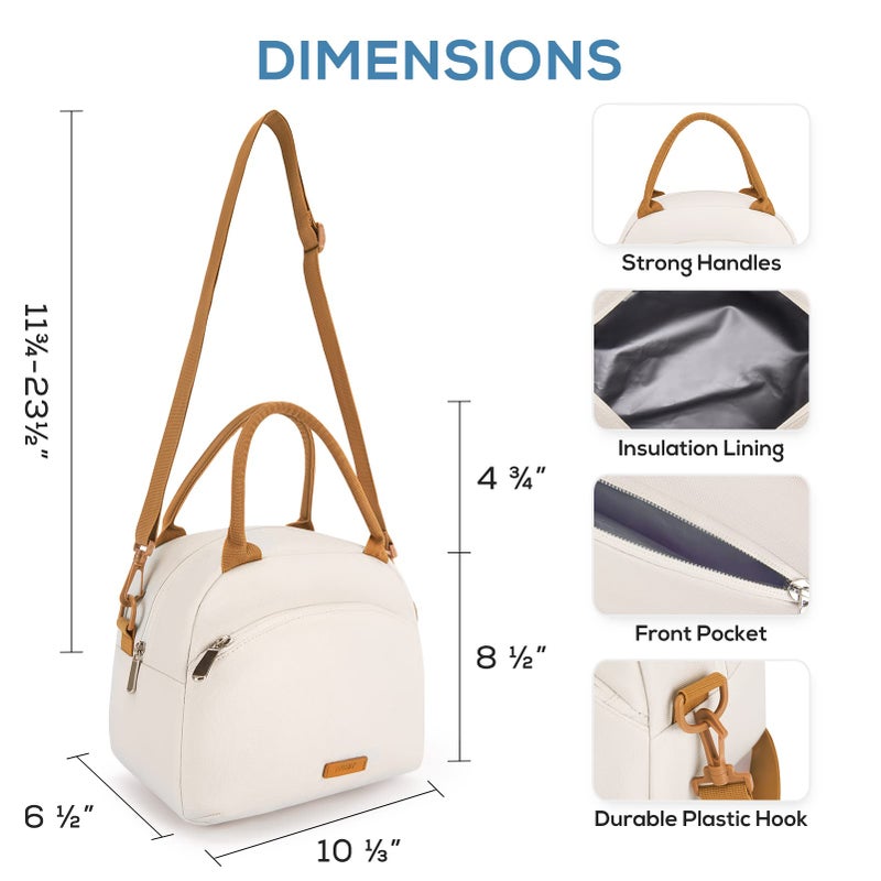 TOURIT Womens Insulated Lunch Bag Thermal Reusable Tote for Work Picnic, Beige - Image 4