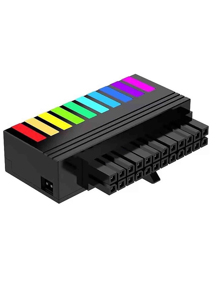 ATX 24-pin 90 Degree Power Connector Adapter 5V 3 Pin ARGB Piano Female to Male Power Adapter for Computer Motherboard ATX Power Supply- Black-1 Pack - Image 2