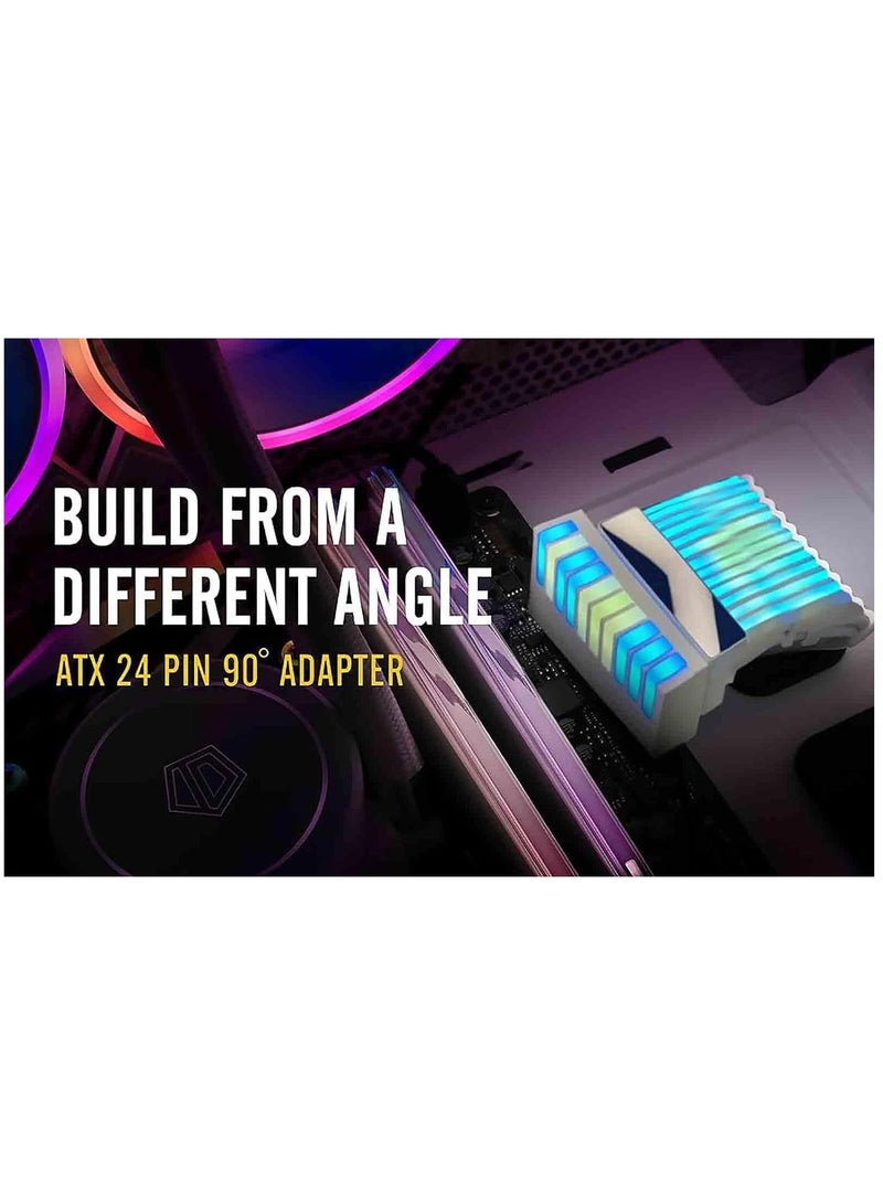ATX 24-pin 90 Degree Power Connector Adapter 5V 3 Pin ARGB Piano Female to Male Power Adapter for Computer Motherboard ATX Power Supply- Black-1 Pack - Image 4