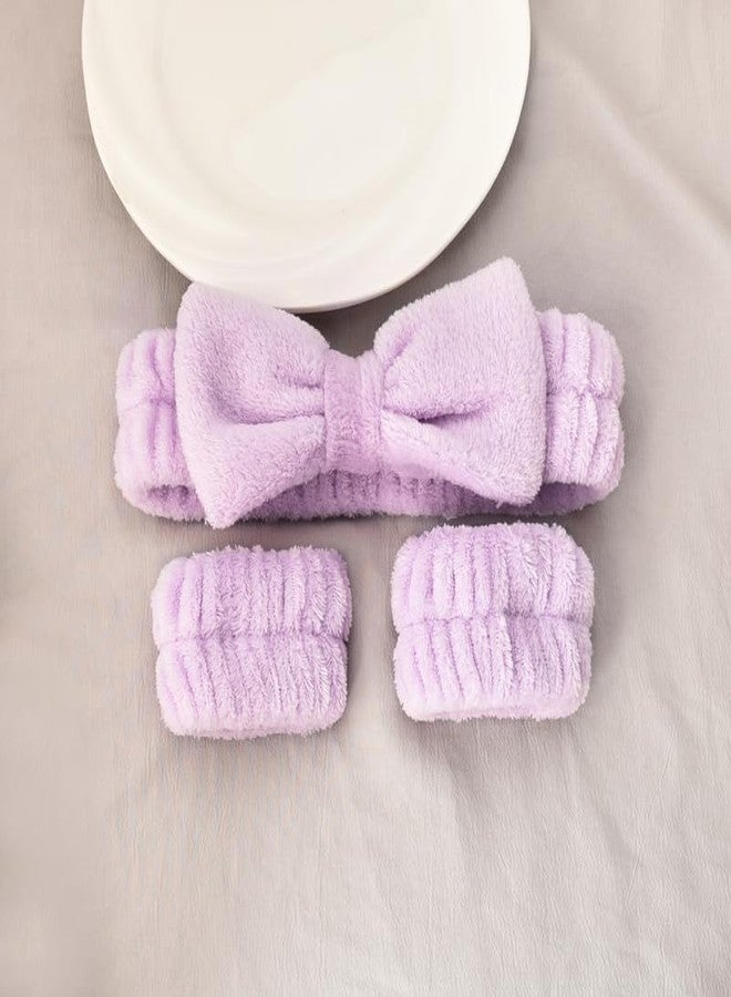 Sisadodo Skincare Headband and Wristband Set for Women and Girls - Purple Spa Face Washing Accessories - Image 4