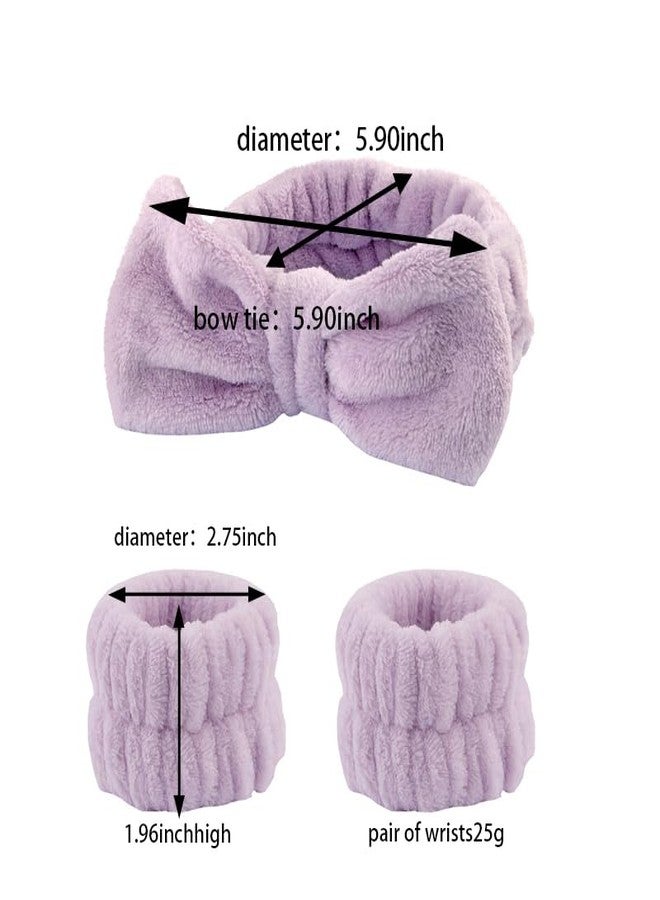 Sisadodo Skincare Headband and Wristband Set for Women and Girls - Purple Spa Face Washing Accessories - Image 2