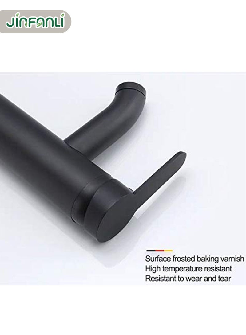 JINFANLI Matte Black Single-Hole Bathroom Faucet：Hot & Cold Water，Fit for Sink, Washbasin & Countertop Basin - Image 5