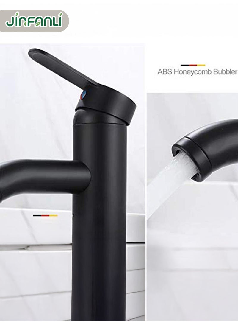 JINFANLI Matte Black Single-Hole Bathroom Faucet：Hot & Cold Water，Fit for Sink, Washbasin & Countertop Basin - Image 4