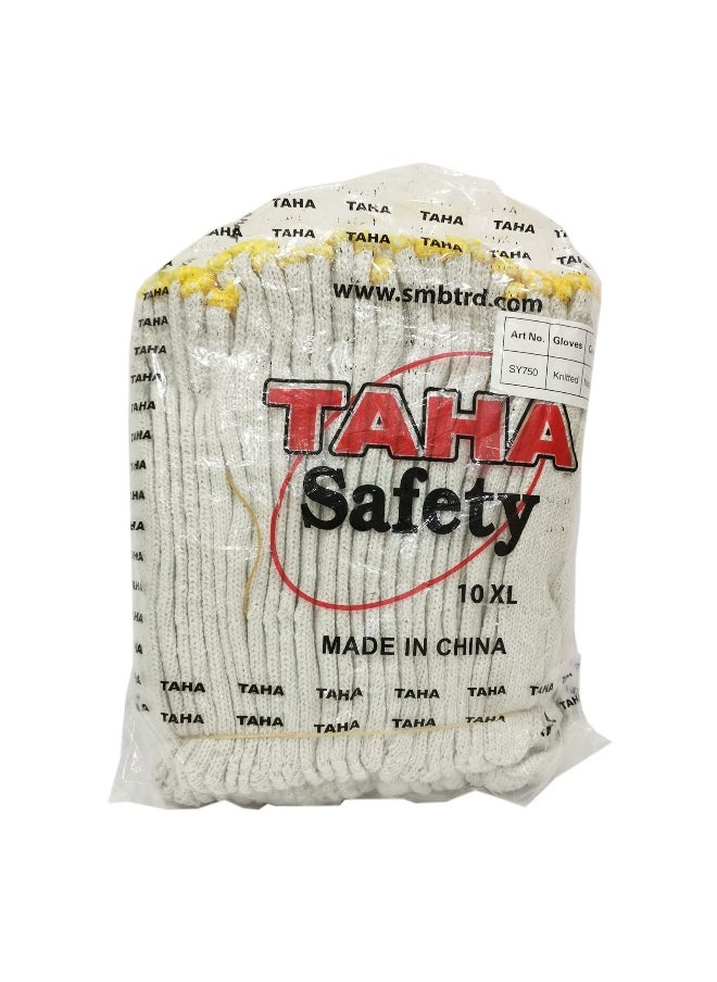 TAHA SAFETY - TAHA SAFETY SY750 Knitted Safety Gloves | Lightweight, Breathable Cotton Blend, Seamless Design for Comfort, High Durability, Elastic Cuff, Industrial and General Hand Protection for Construction, Warehousing & Maintenance | 1 pair - Image 1