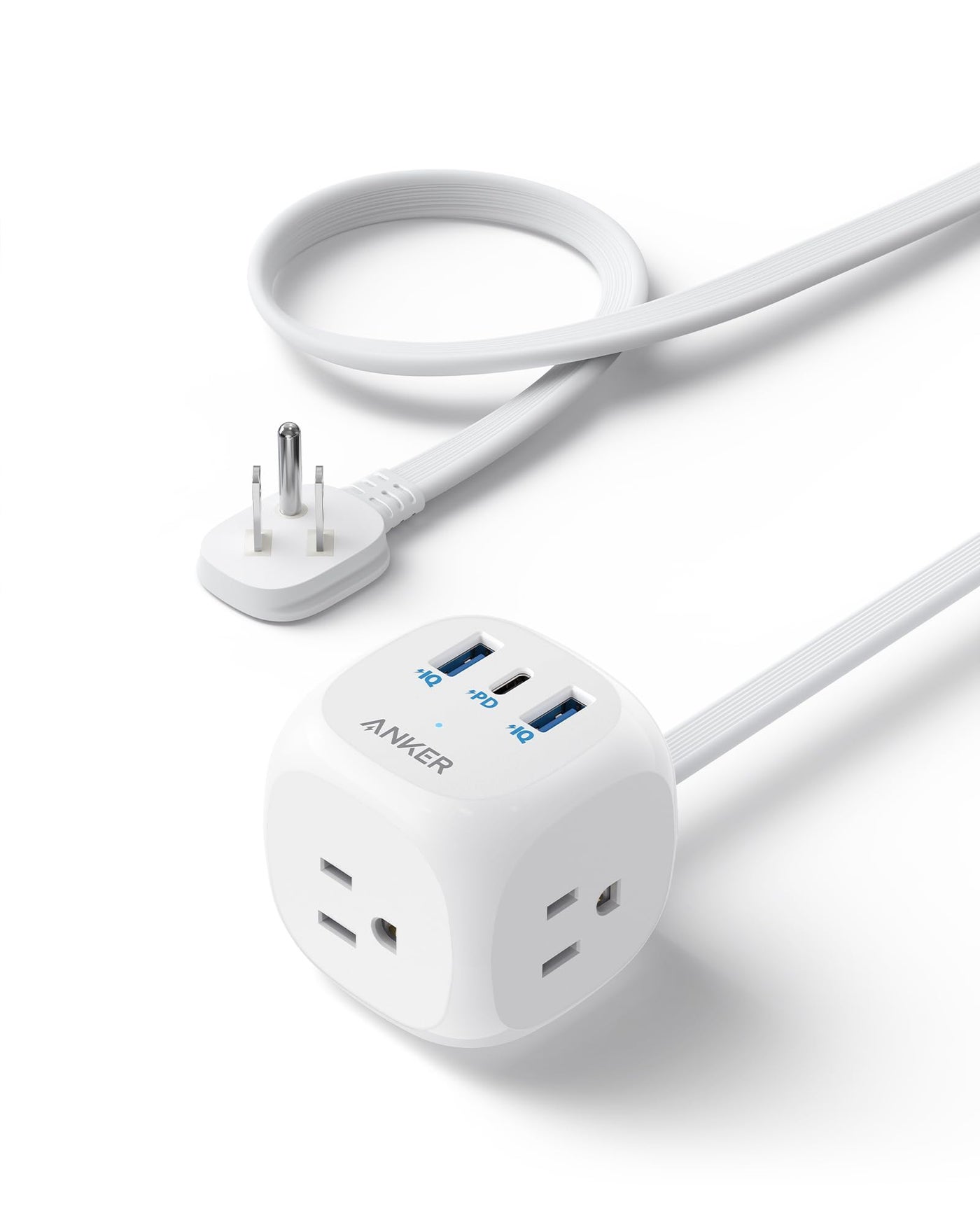 Anker 321 Power Strip with 20W USB-C, 3 Outlets and USB-C Charging for iPhone 15/14 Series, 5 ft Thin Cord and Flat Plug, Power Delivery, for Dorms, Home Office, Cruise, Travel, TUV Listed