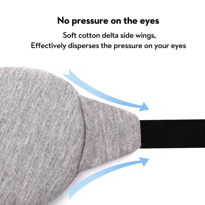 Kimkoo Sleep Mask-Eye Mask for Sleeping, Sleeping Mask Blocking Out Light Perfectly for Women and Men, Soft and Comfortable Blindfold for Travelling, with Pouch (Black+Gray) - Image 4