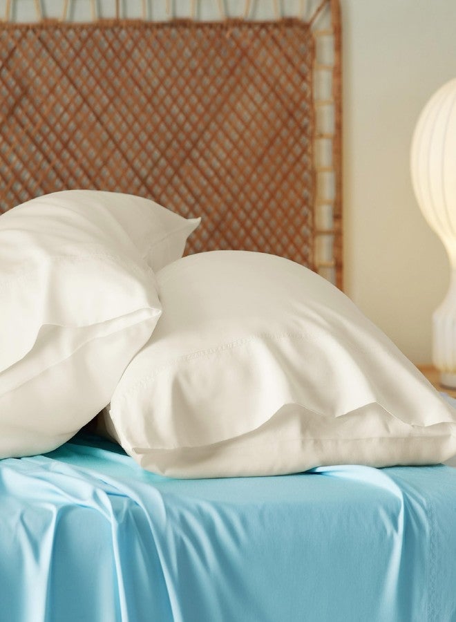 Bedsure Pillow Cases Queen, Cooling Pillow Cases, Rayon Derived from Bamboo Cream Pillowcases Queen Size Set of 2, Silky Soft & Breathable Bedding Pillow Covers with Envelope Closure, 20x30 Inches - Image 5