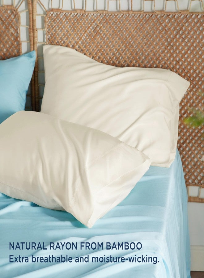 Bedsure Pillow Cases Queen, Cooling Pillow Cases, Rayon Derived from Bamboo Cream Pillowcases Queen Size Set of 2, Silky Soft & Breathable Bedding Pillow Covers with Envelope Closure, 20x30 Inches - Image 3