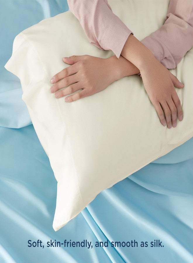 Bedsure Pillow Cases Queen, Cooling Pillow Cases, Rayon Derived from Bamboo Cream Pillowcases Queen Size Set of 2, Silky Soft & Breathable Bedding Pillow Covers with Envelope Closure, 20x30 Inches - Image 4