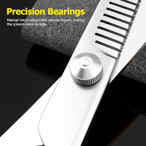 Kootinn 6 Inch Hair Thinning Scissors Cutting Teeth Shears Professional Barber Hairdressing Texturizing Salon Razor Edge Scissor Stainless Steel - Black - Image 5