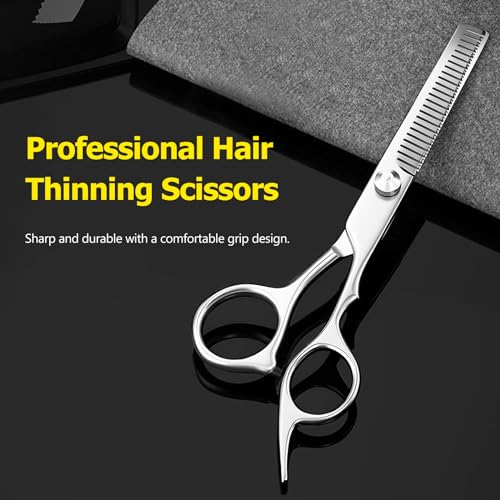Kootinn 6 Inch Hair Thinning Scissors Cutting Teeth Shears Professional Barber Hairdressing Texturizing Salon Razor Edge Scissor Stainless Steel - Black - Image 2