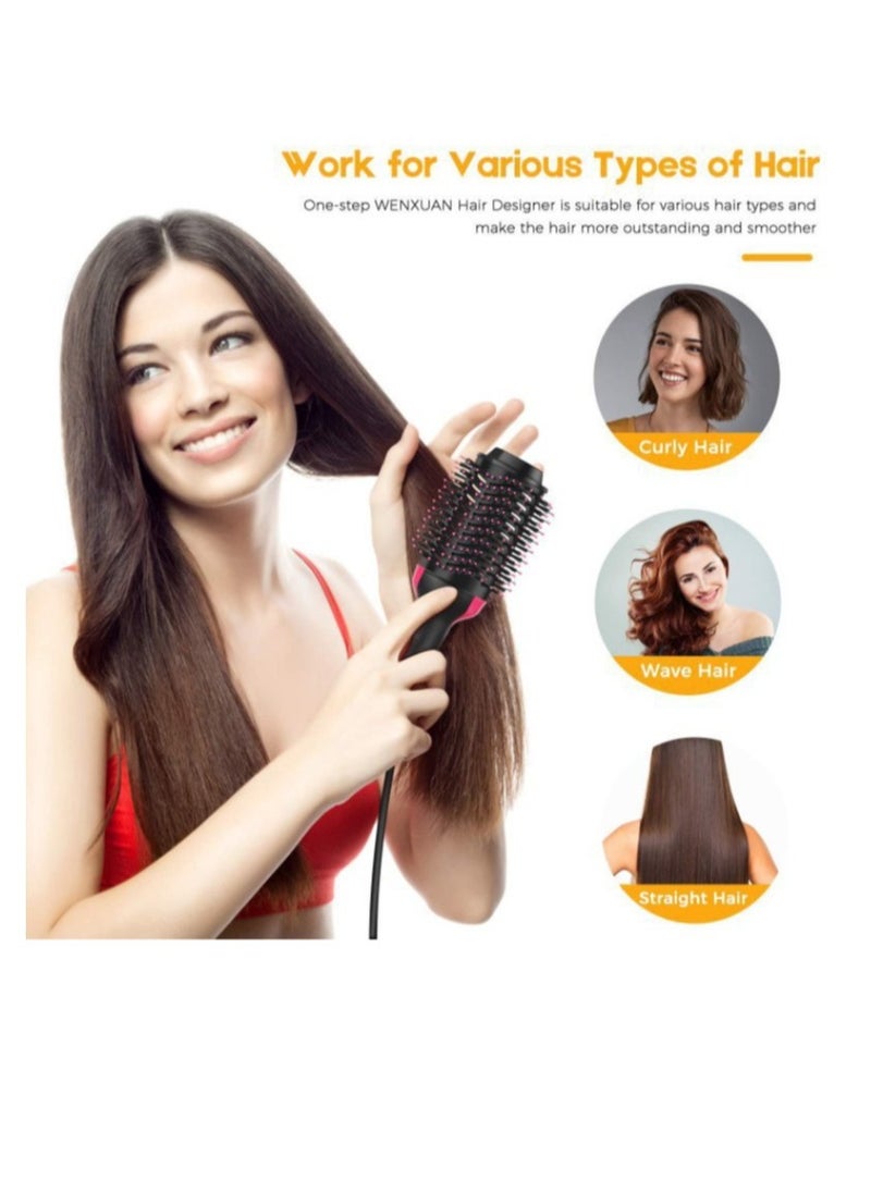 Generic - Electric Professional Straight Curling Hair Dryer Comb With Storage Box Black/Pink - Image 1