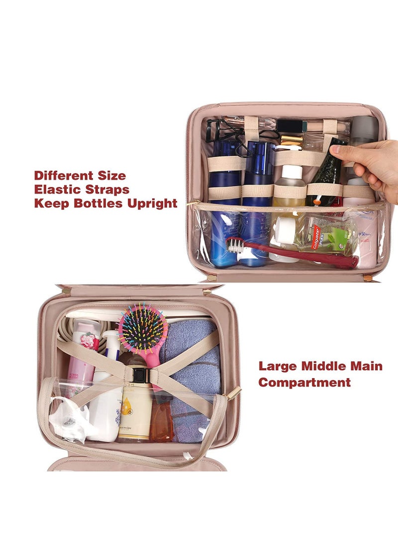 SOLARAE Toiletry Bag for Women Hanging Travel Makeup Bag, Large Waterproof Cosmetic Toiletries Bags Travel Organizer Full Sized Container with Elastic Band Holders for Cosmetics Brushes Bathroom Shower Black - Image 4