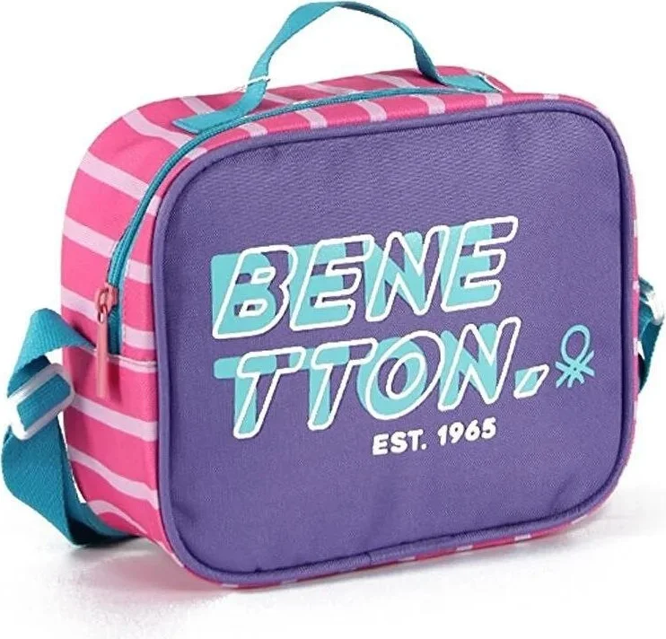 Benetton 4-Piece School Bag Set (Backpack, Lunch Box and Pen Holder) Water Bottle Gift!