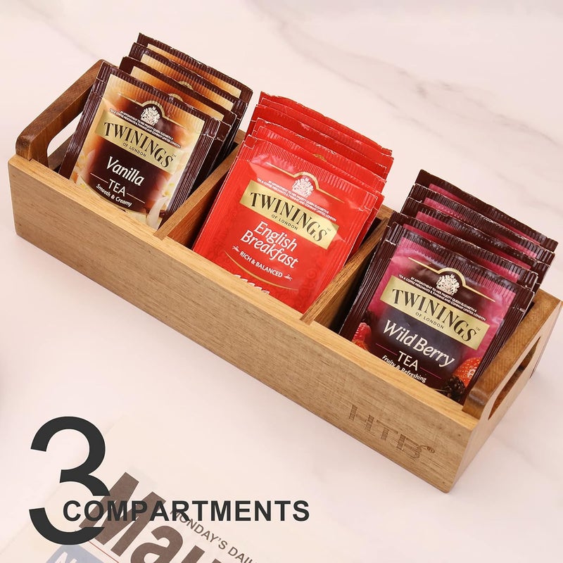 HTB Acacia Wood Tea Bag Box  Bamboo Divided Salt and Pepper Bowls by HTB - Image 4