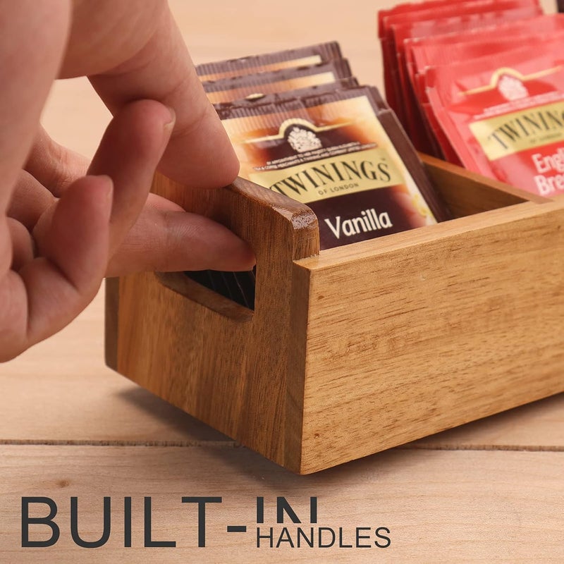 HTB Acacia Wood Tea Bag Box  Bamboo Divided Salt and Pepper Bowls by HTB - Image 3