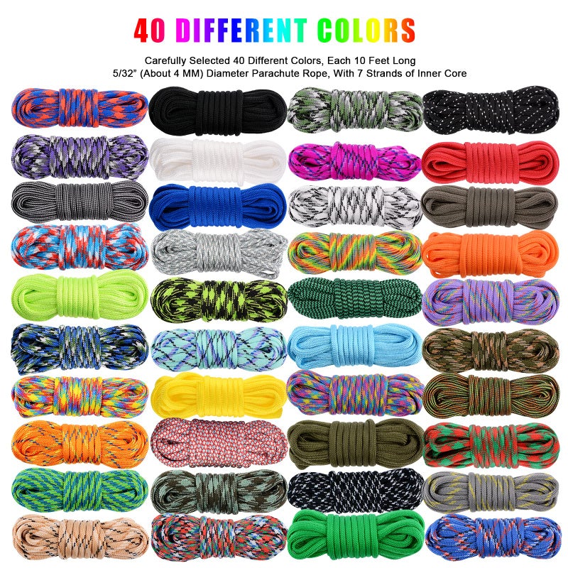 WEREWOLVES 550 Paracord Type III - Survival Paracord Bracelet Rope Kits - Tent Rope Parachute Cord Combo Crafting Kits, Many Colors of Outdoor Survival Rope - Great Gift (40 Color) - Image 2