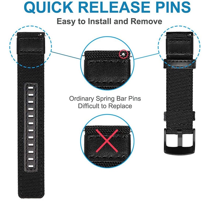 erorex For Amazfit T-Rex / T-Rex Pro / Ares Leather Nylon Watch Band(Black) - Image 3