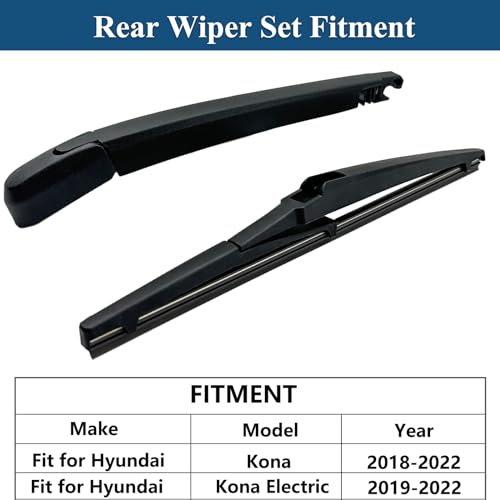 DUILEO Rear Windshield Wipers Blade Arm Set for Hyundai Kona 2018-2023 / for Hyundai Kona Electric 2019-2022 Back Glass Wiper Arm Blade Replacements All Seasons Fit - Image 2