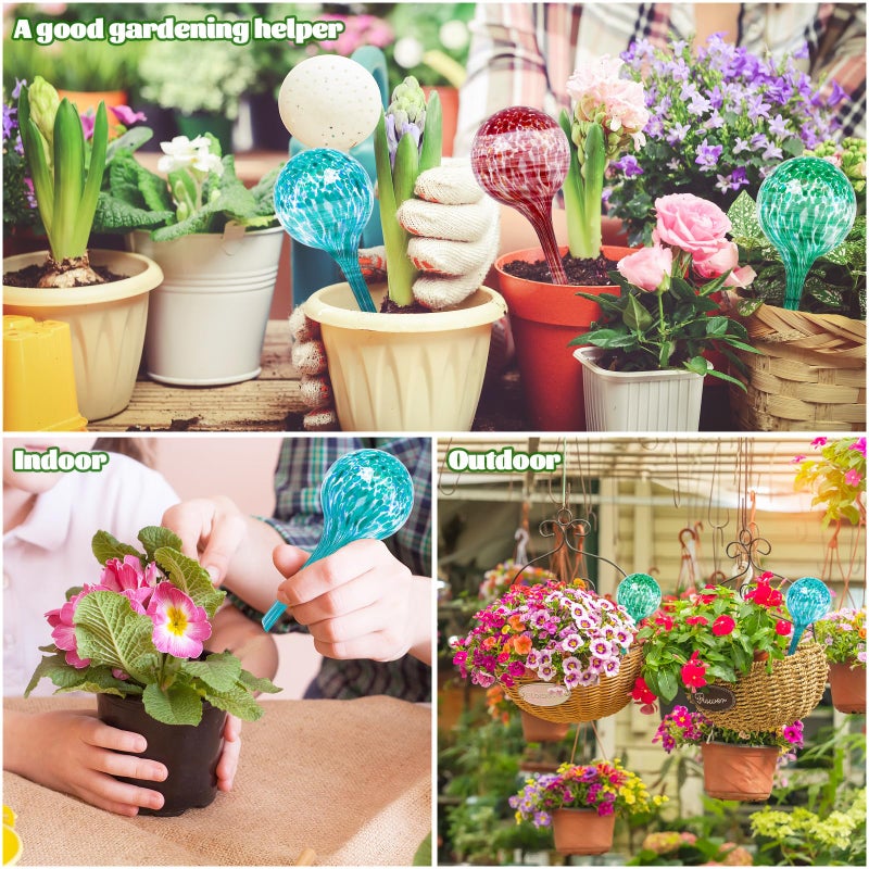 Bvrbaory Plant Watering Globes,Colorful Hand-Blown Glass Watering Bulbs,Small Self Watering Globes Inserts for Indoor & Outdoor Plants,Support Plant Health,Plant Watering Devices(4 Pcs) - Image 5