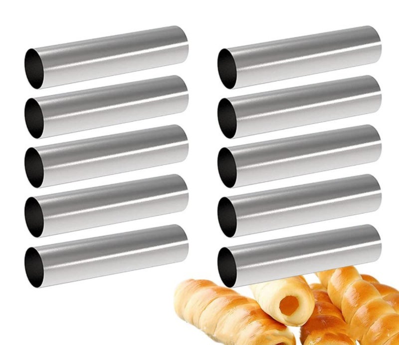 Joyeee 16-Pack Cannoli Tubes Molds Set, With 4.7 Inch Non-Stick Tubes, Large, Reusable Piping Bag, Brush and Stainless Steel Tips, Forms Kit for Croissant Shells and Cream Roll Baking - Image 2
