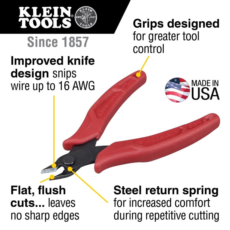 Klein Tools D275-5 Pliers, Diagonal Cutting Pliers with Precision Flush Cutter is Light and Ultra-Slim for Work in Confined Areas, 5-Inch - Image 2