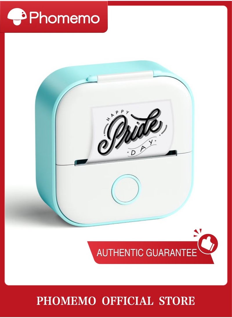 phomemo T02 Sticker Printer - Mini Thermal Printer, Sticker Maker Machine, Portable Bluetooth Sticky Note Printer for Anatomy Flashcards, Journal, Photos, Notes, Kids Gift, Green  - Image 1