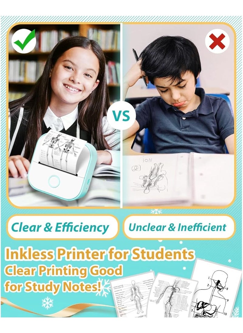 phomemo T02 Sticker Printer - Mini Thermal Printer, Sticker Maker Machine, Portable Bluetooth Sticky Note Printer for Anatomy Flashcards, Journal, Photos, Notes, Kids Gift, Green  - Image 4