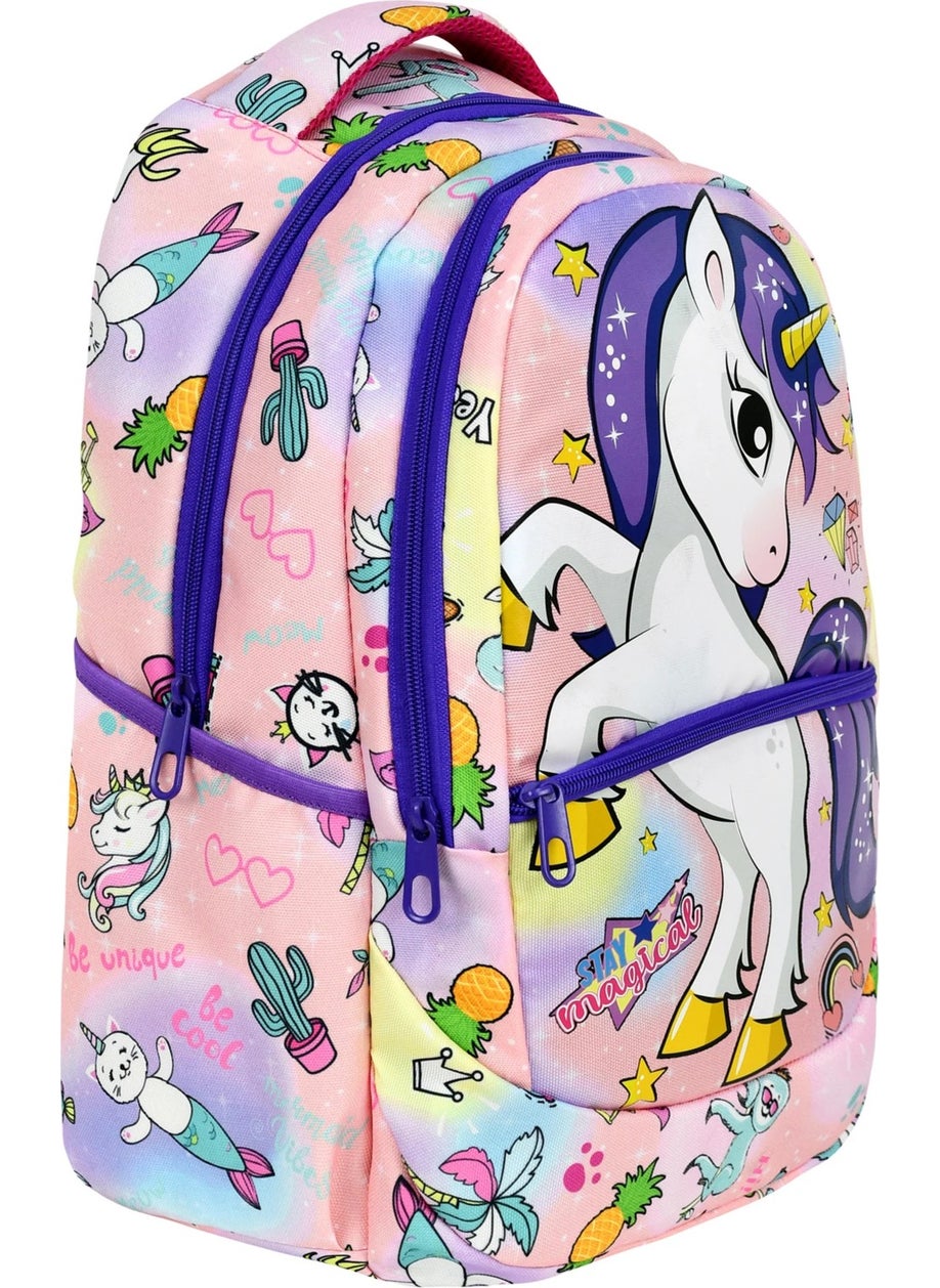 Çantaland 3-Piece Primary School Unicorn Patterned, Girls Lunch Box and Pencil Case School Bag  - Image 2
