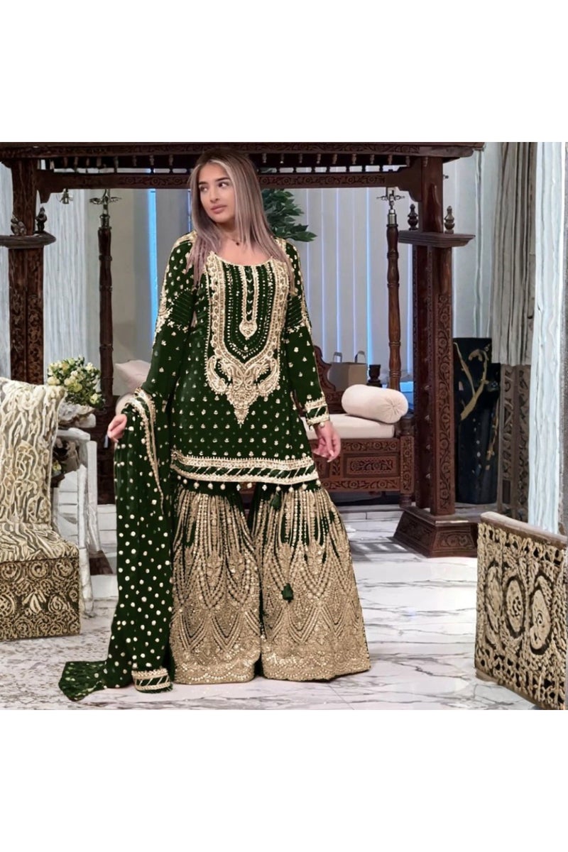 سلوار كامييز ودوباتا من جورجيت المزيف - HRT4196 - M - Image 2