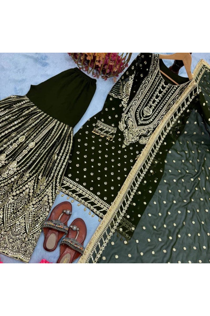 سلوار كامييز ودوباتا من جورجيت المزيف - HRT4196 - M - Image 3