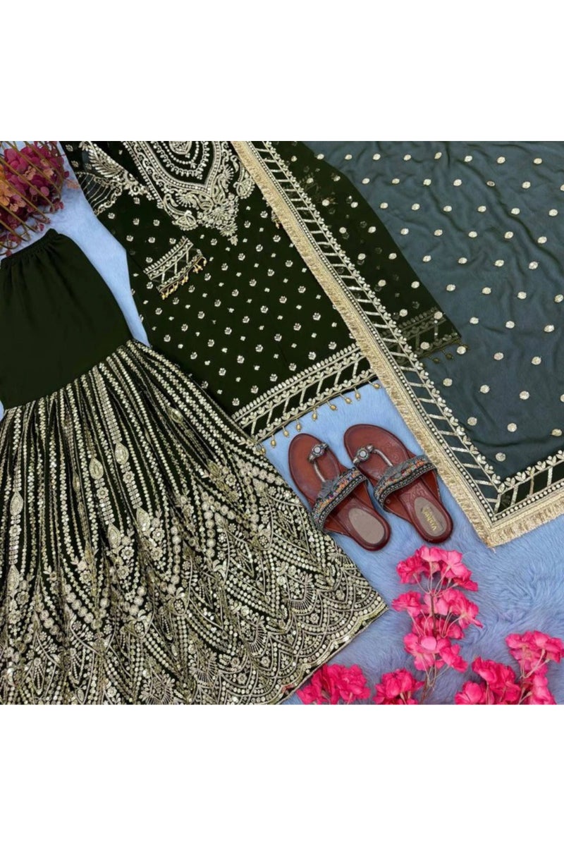 سلوار كامييز ودوباتا من جورجيت المزيف - HRT4196 - M - Image 4