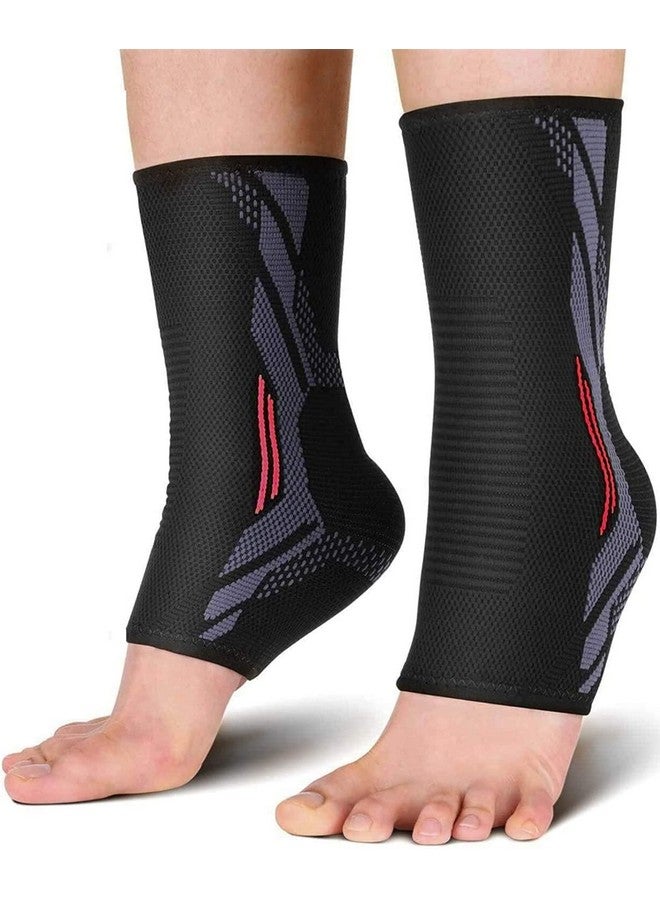 serveuttam Nylon Ankle Support Brace Adjustable Sleeves - Running Compression Foot Brace For Men Women | Ankle Binder Pain Relief For Ankle Sprained (Maroon) (Blue Black, Xl) (Red, L) - Image 1