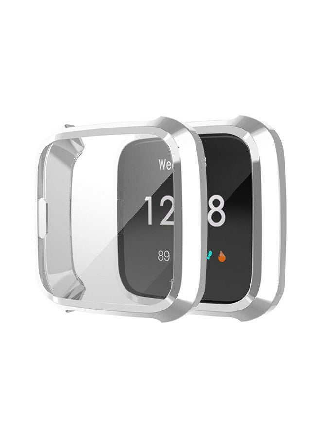 NIBEMINENT Slim Full Screen Protector Protect Frame Case Cover For Fitbit Versa Lite Watch Silver  - Image 1